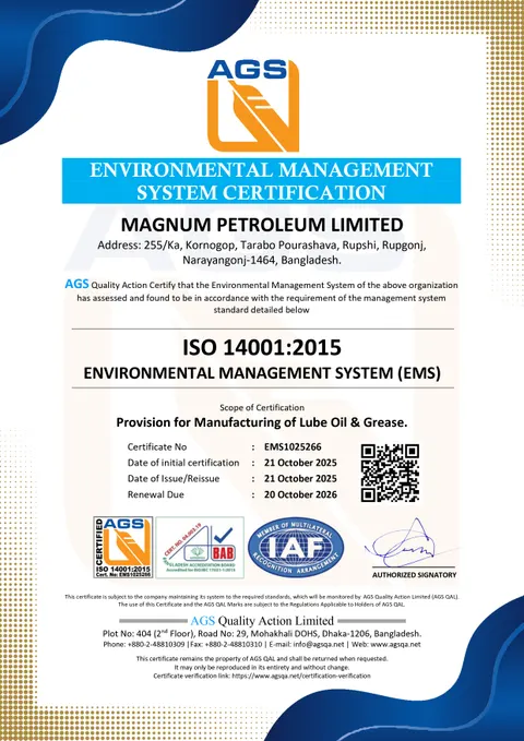 ISO 14001:2015 certificate