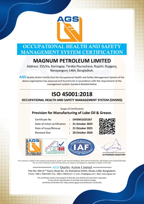 ISO 45001:2018 certificate
